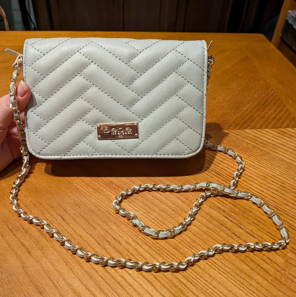 Bebe Gray Quilted Crossbody